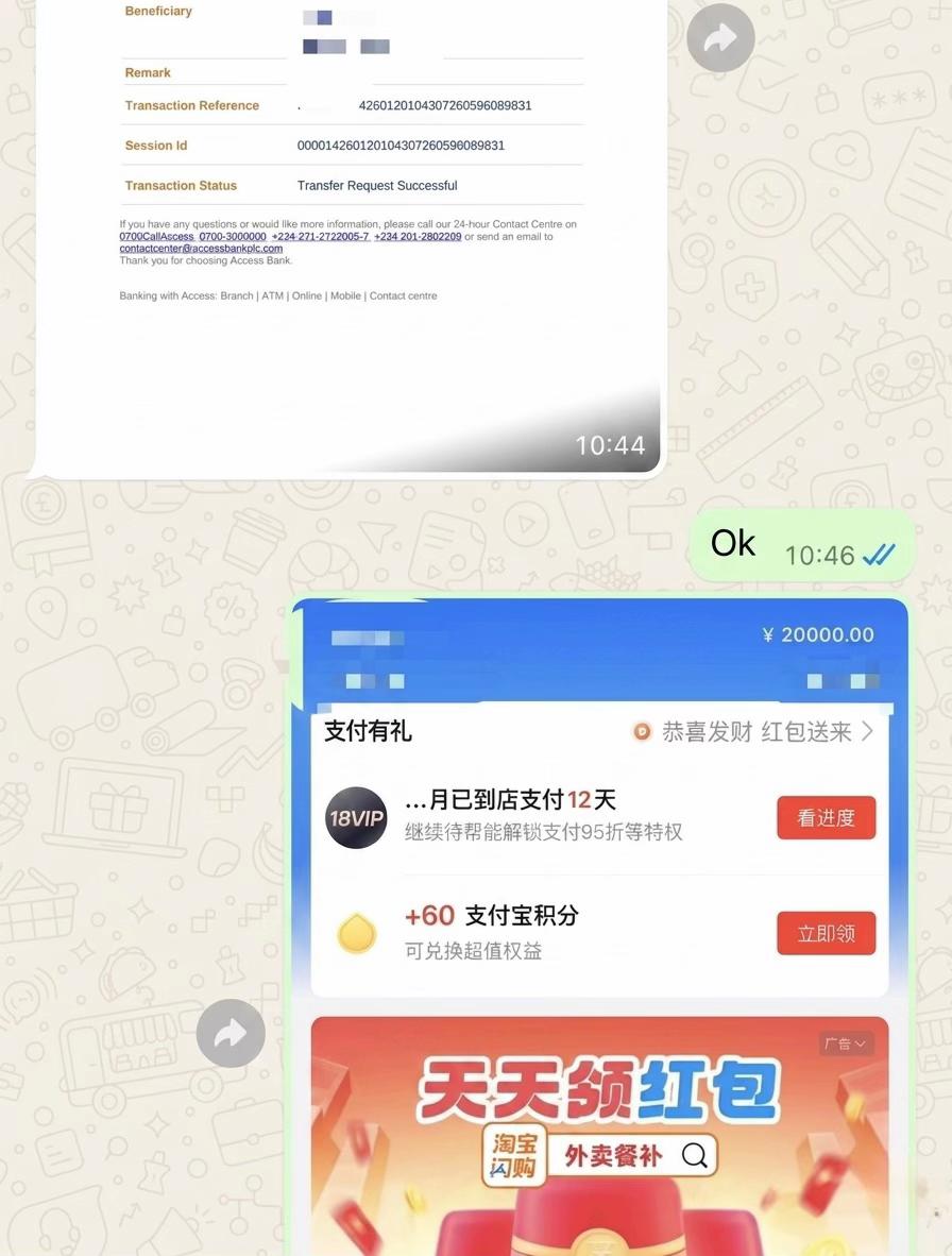 Bank transfer ¥20,000 successful